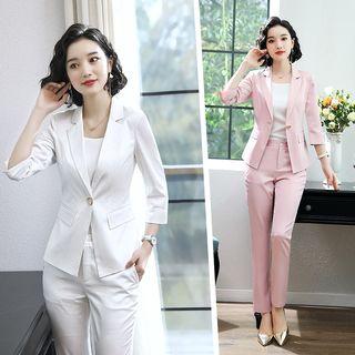 Single-button Blazer / Camisole Top / Dress Pants / Set