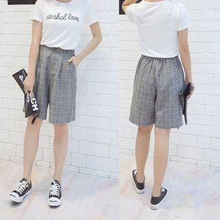 Plaid Wide Leg Shorts