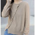 Single-breasted Round-neck Long-sleeve Top