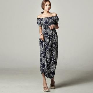 Off-shoulder Floral Print Maxi Dress