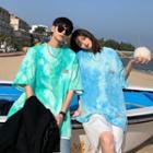 Couple Matching Elbow Sleeve Tie-dye T-shirt
