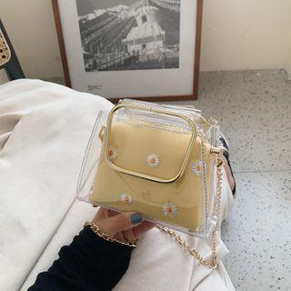 Set: Transparent Crossbody Bag + Embroidered Pouch