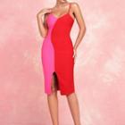 Color Block Strappy Sheath Party Dress