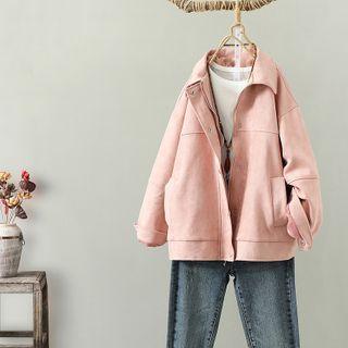 Faux Suede Button-up Jacket