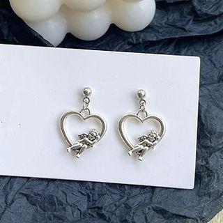 Cupid Heart Drop Earring / Clip-on Earring