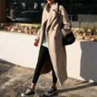 Double-breasted Faux-shearling Long Coat Beige - One Size