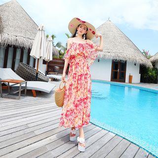 Printed Cold Shoulder Maxi Sundress