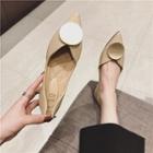 Faux Pearl Metal Disc Pointed Flats