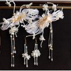 Wedding Set: Floral Rhinestone Hair Clip + Earring