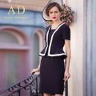Mock Two-piece Contrast-trim Dress