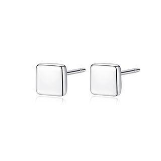 Sterling Silver Simple And Fashion Geometric Square Stud Earrings Silver - One Size