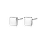 Sterling Silver Simple And Fashion Geometric Square Stud Earrings Silver - One Size