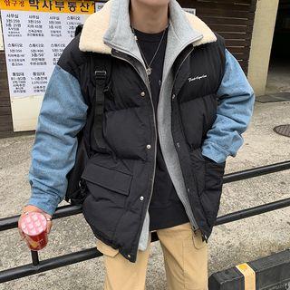 Denim Panel Loose-fit Padded Jacket