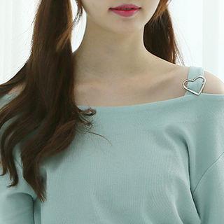 Heart-buckle Off-shoulder Top