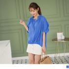 Loose-fit Lace Up Ruffled Top