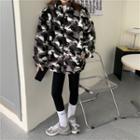 Camouflage Print Fleece Loose-fit Jacket As Figure - One Size