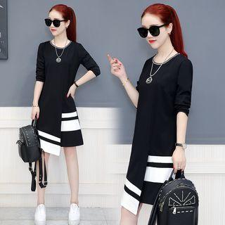 Long-sleeve Asymmetrical Panel T-shirt Dress
