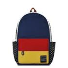 Color-block Dotted Canvas Backpack