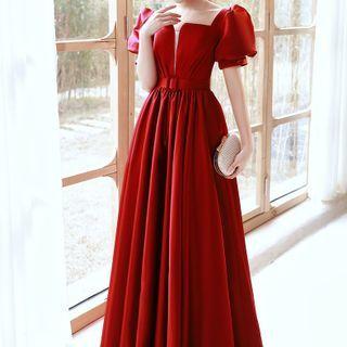 Puff Sleeve A-line Evening Gown