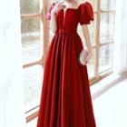 Puff Sleeve A-line Evening Gown