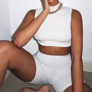 Set: Sleeveless Cropped Top + Bike Shorts