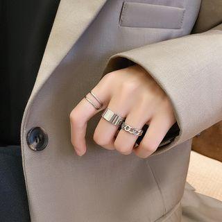 Set Of 3: Polished Alloy Open Ring (assorted Designs) Set Of 3 - Glitter - One Size
