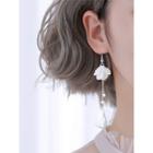 925 Sterling Silver Petal Hook Earrings 1 Pair - White - One Size