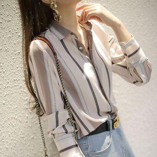 Vertical Striped Long-sleeve Top