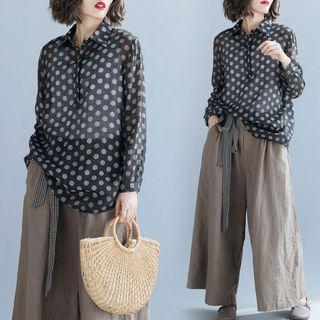 Dotted Print Long-sleeve Shirt