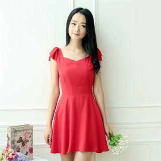 Plain V-neck Dress