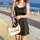 Set: Spaghetti Strap Swimdress + Cover-up Top