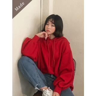 Balloon-sleeve Boxy-fit Hoodie