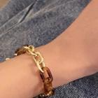 Chunky Chain Bracelet 1 Pc - Gold & Brown - One Size
