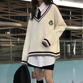 V-neck Sweater / Shirt With Tie