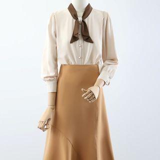 Bow Blouse / Asymmetrical Mid Mermaid Skirt