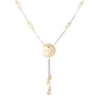 18k White & Yellow Gold Dangling Necklace