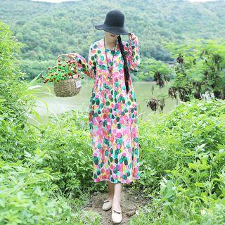 Ethnic V-neck Long-sleeve Dress