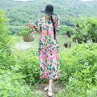 Ethnic V-neck Long-sleeve Dress