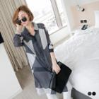 Stripe Colorblock Chiffon Shirt