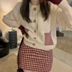 Cardigan / Houndstooth A-line Skirt