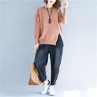 Round-neck Slit-side Sweater