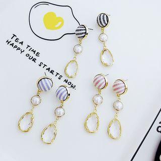 Faux Pearl Faux Crystal Striped Bead Dangle Earring