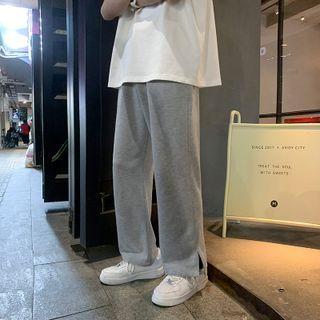 Side-slit Cropped Straight Leg Pants