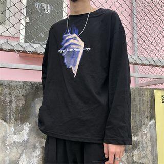 Couple Matching Long-sleeve Hand Print T-shirt