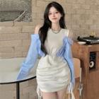 Mock Two-piece Long-sleeve Cold Shoulder Mini Dress