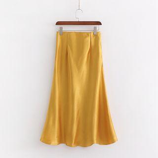 Satin Midi A-line Skirt