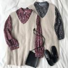 Set: Patterned Shirt + Sleeveless Knit Dress