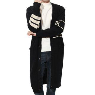 Uncovered Contrast-trim Long Cardigan