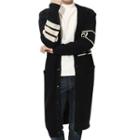 Uncovered Contrast-trim Long Cardigan