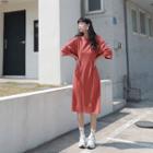 Elbow-sleeve Mid T-shirt Dress Beige - One Size